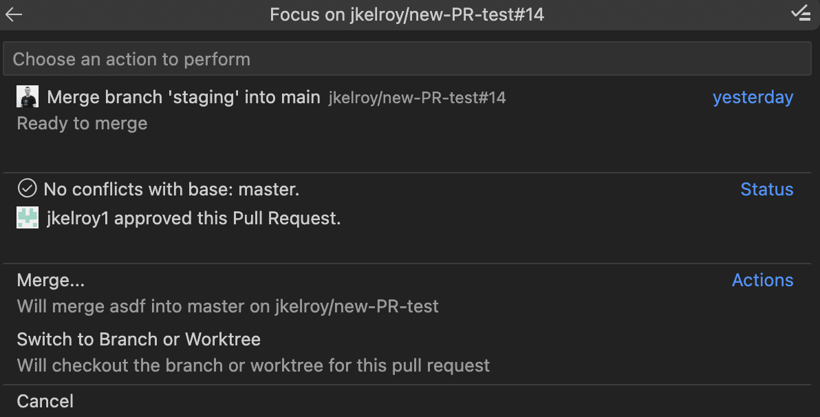 Pull request details in the Launchpad